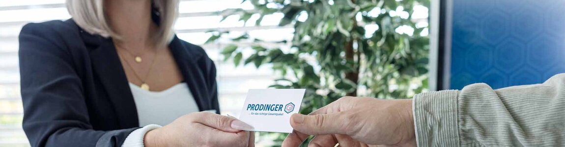 Vereinbarung eines persönlichen Beratungsgespräch bei einem Vor-Ort-Termin mit den Prodinger Kundenberater.