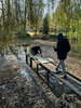 Man sieht den maroden Steg am Teich vor der Überarbeitung am Hands-On Aktionstag von PRODINGER.