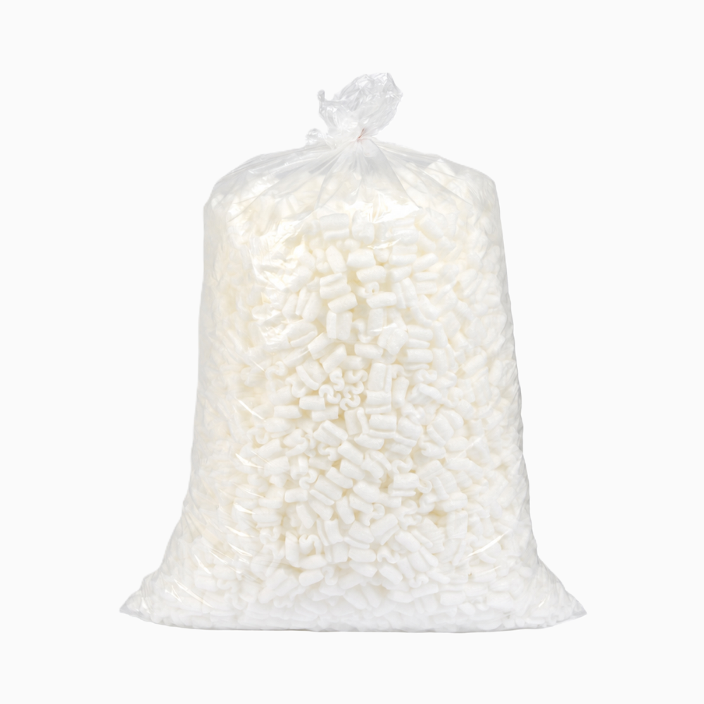 Transparenter Sack mit weißen Verpackungschips
