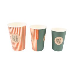 Kaffeebecher Papier – farbig – einwandig – 100 bis 400 ml