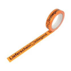 Packband PVC "Lieferschein inliegend" 250 – 25 mm x 66 m – leuchtorange