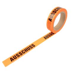 Packband PVC 250 "AUSSCHUSS" – 25 mm x 66 m – leuchtorange