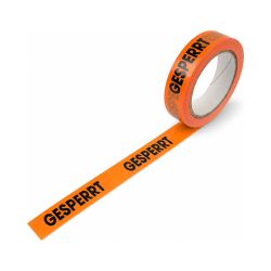 Packband PVC "GESPERRT" – 25 mm x 66 m – leuchtorange – 32 µm