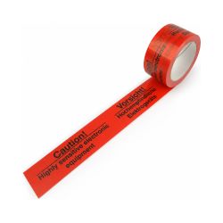 Packband PVC "Vorsicht hochempfindliche Elektrogeräte!" – 50 mm x 66 m – rot