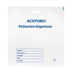 LDPE-Tragetasche 600 x 620 + 55 mm – 50 µm – Patienteneigentum