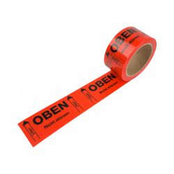 Packband PVC 250 "OBEN" – 50 mm x 66 m – rot – 35 µm