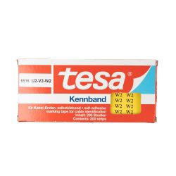 tesa Kennband Zuschnitte 6516 – 10 x 52 mm – gelb – 300 µm – bedruckt "U2V2W2"