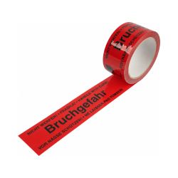 Packband PP "NICHT WERFEN-Bruchgefahr!" – 50 mm x 66 m – rot – 28 µm