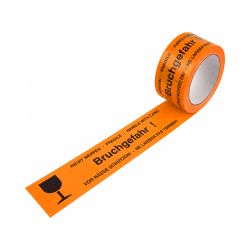 Packband PVC "Bruchgefahr + Kelche" – 50 mm x 66 m – leuchtorange