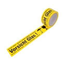 Packband PVC Warndruck – 50 mm x 66 m – gelb – 32 µm