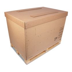 Palettencontainer mit Ladeklappe & Deckel 1160 x 765 x 768 mm – aus Wellpappe