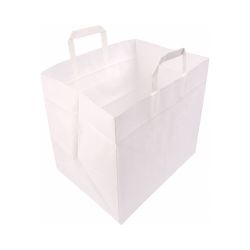 Papiertragetasche 32 x 21 x 27 cm – weiß – Flachhenkel
