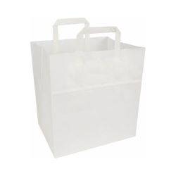 Papiertragetasche 26 x 17 x 25 cm – weiß – Flachhenkel