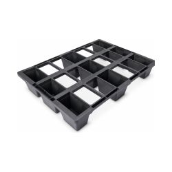 Kunststoffpalette – 60 x 40 x 11,5 cm – nestbar – offenes Deck – schwarz