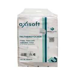 axisoft Handtuchpapier – 22,4 cm x 23 cm – 2-lagig – ZZ-Falzung (V-Falzung)